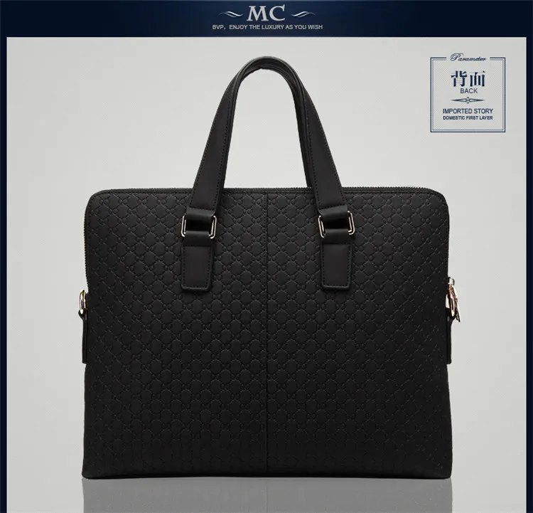 

Men Real Leather Deluxe Mens Business Briefcase Messenger Travel Bag