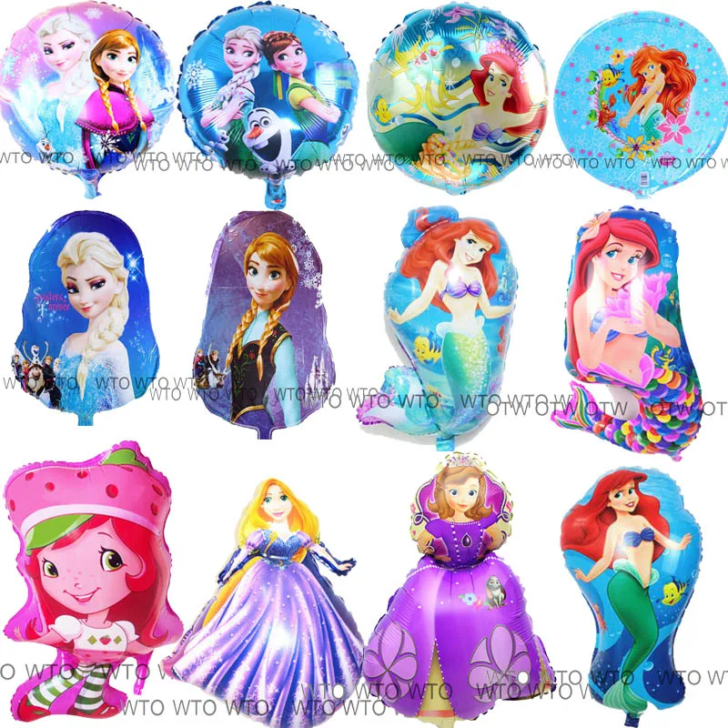 

5pcs princess foil balloons elsa mermaid sofia Strawberry girl Rapunzel balloon for party supply kids toys