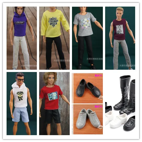 New 10Pcs=5 Clothes Suits+5 Shoes Fashion KEN Outfit Suits Boyfriend and accessories Clothing For barbie Doll | Игрушки и хобби