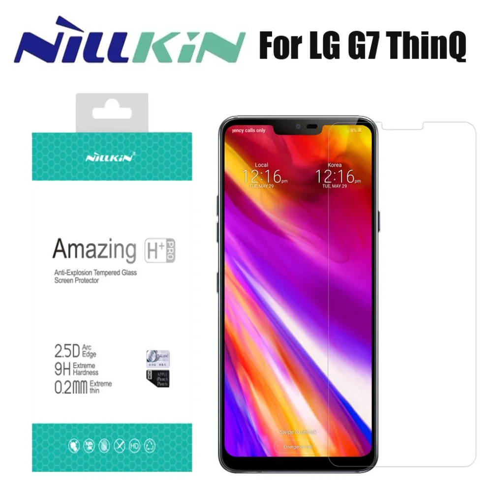 

For LG G7 ThinQ Nillkin Anti-Explosion 9H Hardness Tempered Glass Screen Protector For LG G7 ThinQ H+ Pro 2.5D arc Scratch Film