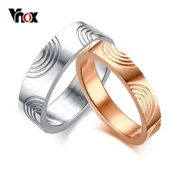 Vnox стильный отпечатков пальцев Свадебные Кольца для Для женщин Для мужчин кольцо Альянс Обручение обещание группа Bijoux подарок для нее него