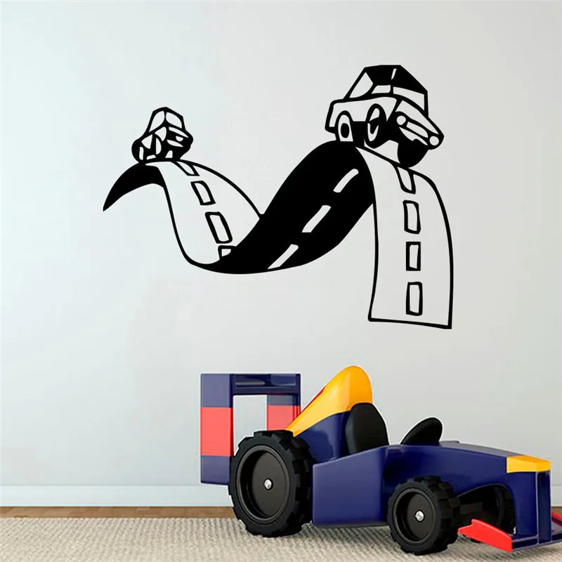 Children Rooma Art Decor Mural Road Driveway Baby Car Wall Sticker
