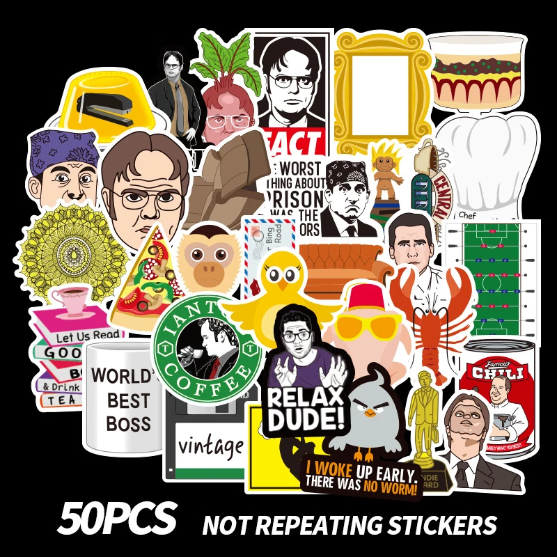 

50pcs/set Friends OFFICE TV SHOW Waterproof Fun Sticker Toy Luggage Sticker Motorcycle Luggage Notebook DIY Scrapbook Sticker