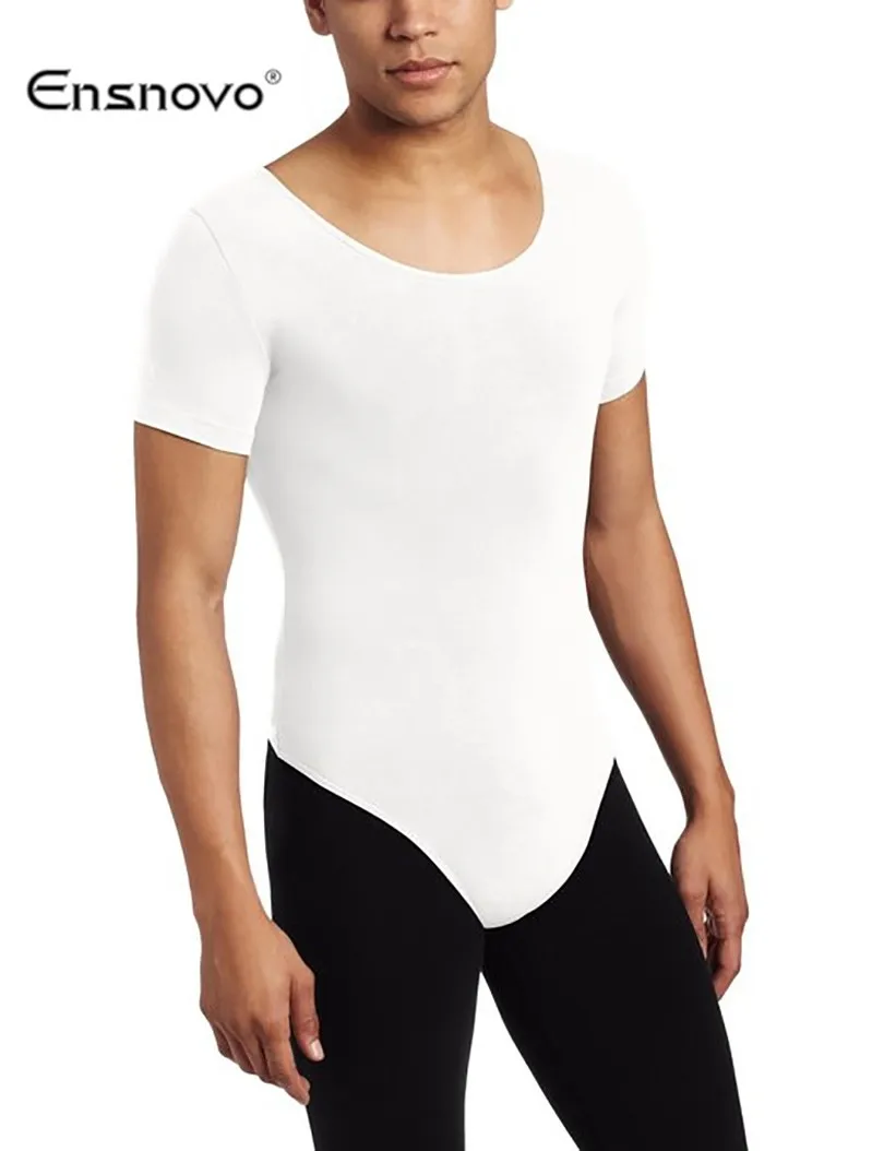Ensnovo men Sleeveless Gymnastics Leotard Ballet Costumes Lycra Custom Skin Jumpsuit Dancewear Body Suit -
