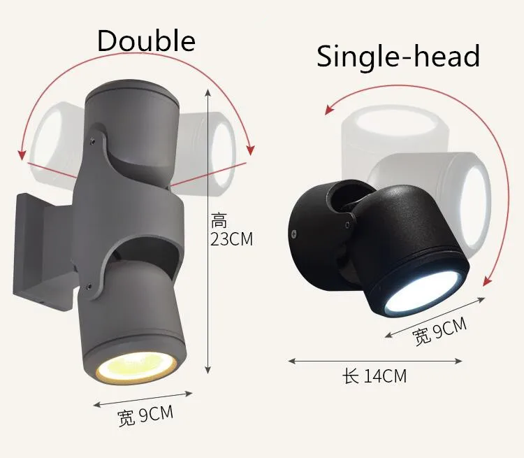 10 Вт/20 Вт Светодиодная современная и простая наружная настенная лампа, наружная лампа для двора, поворачивается к коридору, балконным лампам и фонарикам