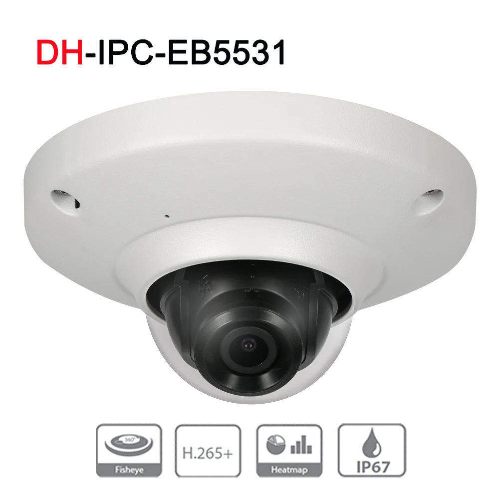 

IPC-EB5531 5MP Panoramic Network 1.4mm Fisheye Camera H.265/H.264 3DNR AWB AGC BLC IP67 PoE Detection Built-in Mic