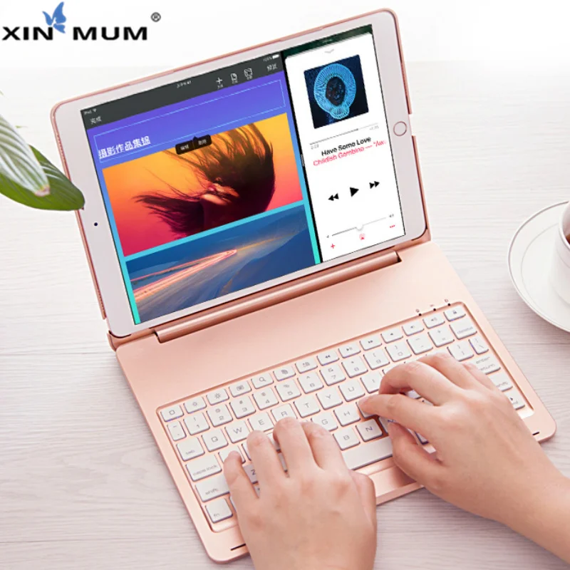 

XIN-MUM Case for iPad Pro 10.5 inch PU+ Aluminum Clamshell Bluetooth keyboard Smart Auto Sleep Wake Tablet Cover