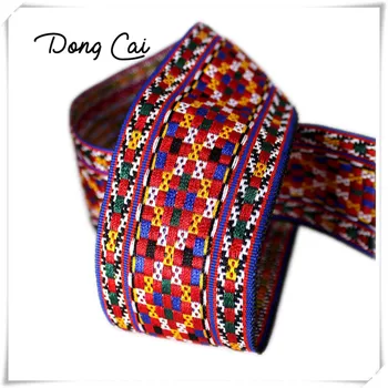 

Ethnic embroidered ribbon woven band polyester lace embellishments for sewing belt fabric strap webbing 1yard/lot Width 5.6CM