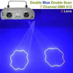 Aucd Портативный 7ch DMX512 2 объектива синий сканирования лазерный луч света pro вечерние DJ КТВ бар светодиодный проектор show эффект этап Освещение