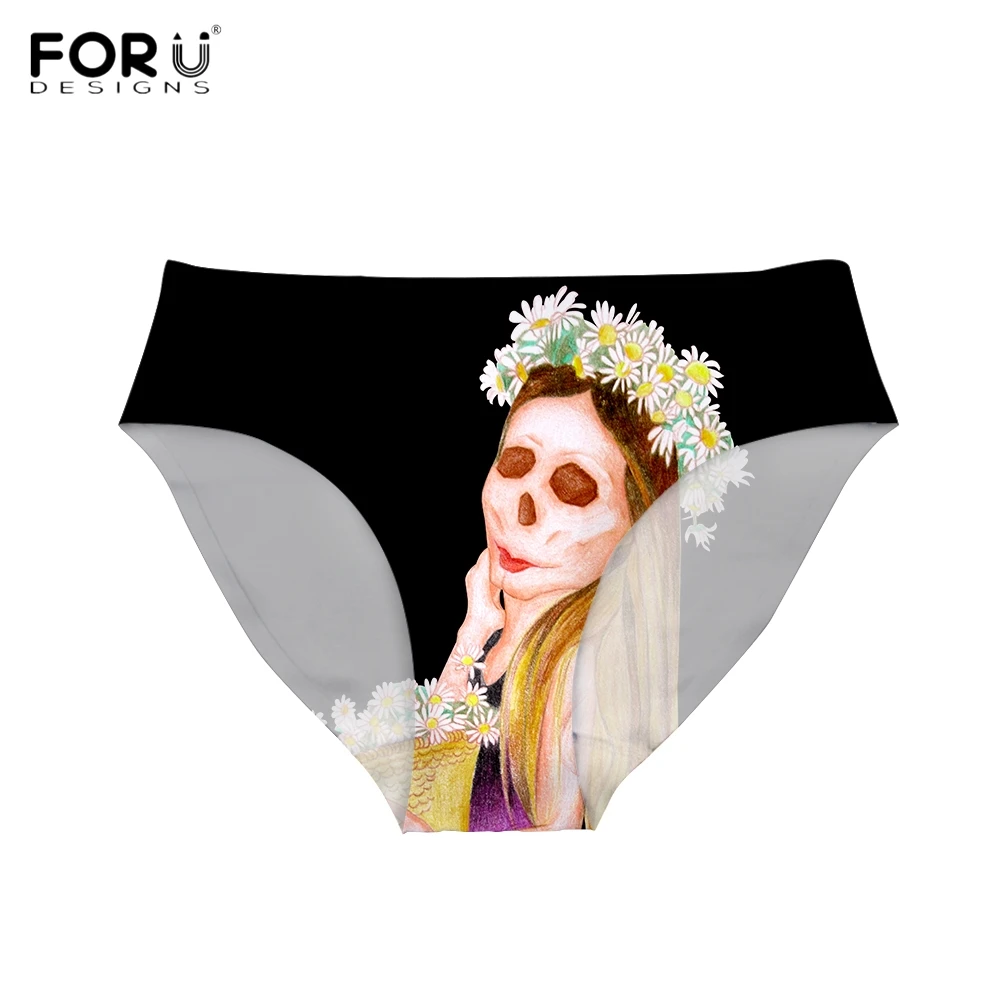 

FORUDESIGNS Punk 3D Skull Bride Printing Women Traceless Panties Slim Girls Sexy Underwear Fashion Bodybuilding Seamless Briefs