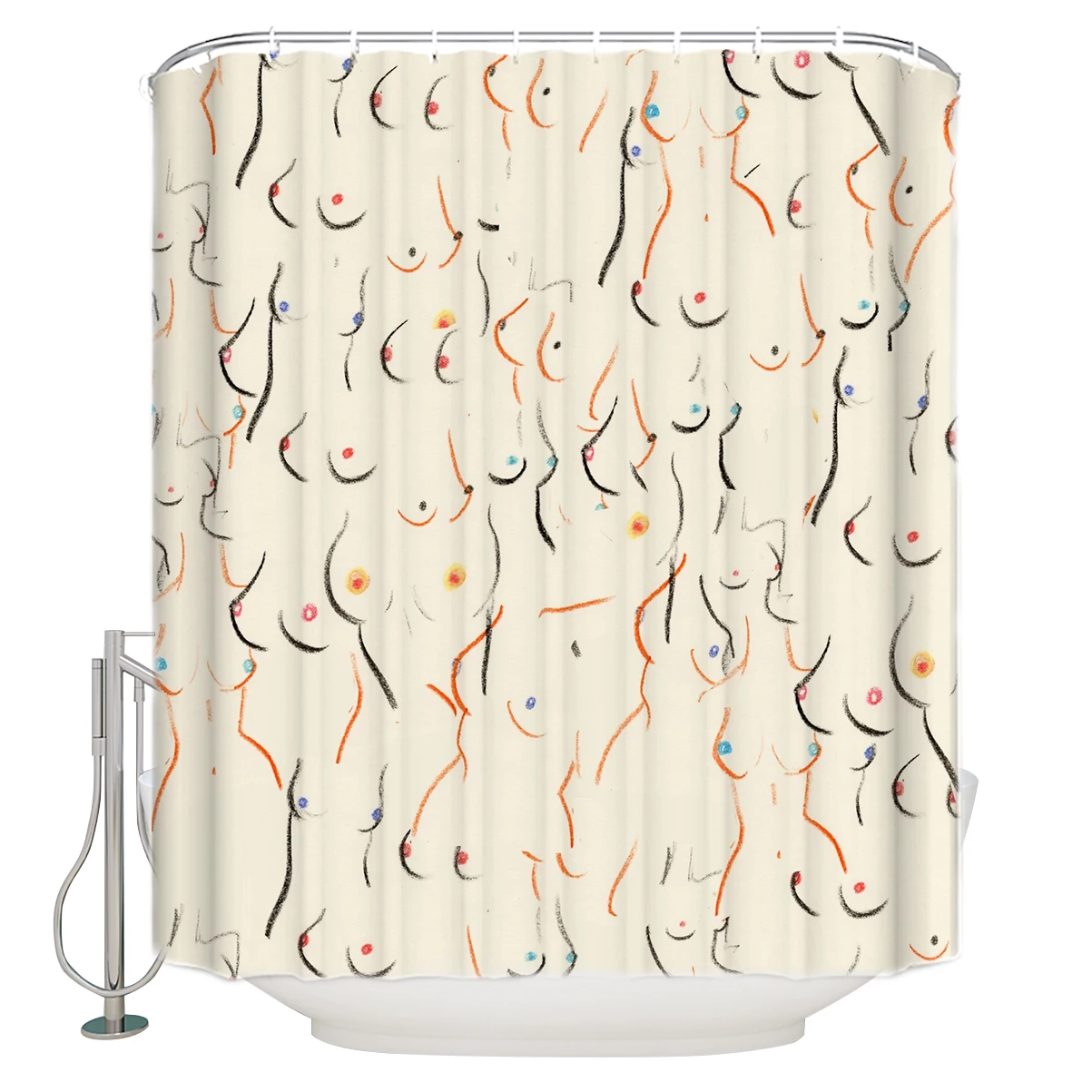 

Breasts in Cream Shower Curtain Eco-Friendly Stocked Bathroom Curtain Home Decoration