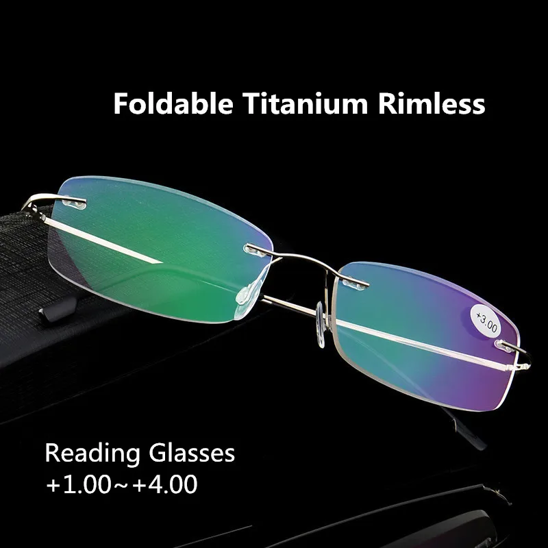 Сверхэластичные складные очки для чтения для пожилых, без оправы, ультра-светильник, с памятью, сплав, без оправы, прямоугольные очки