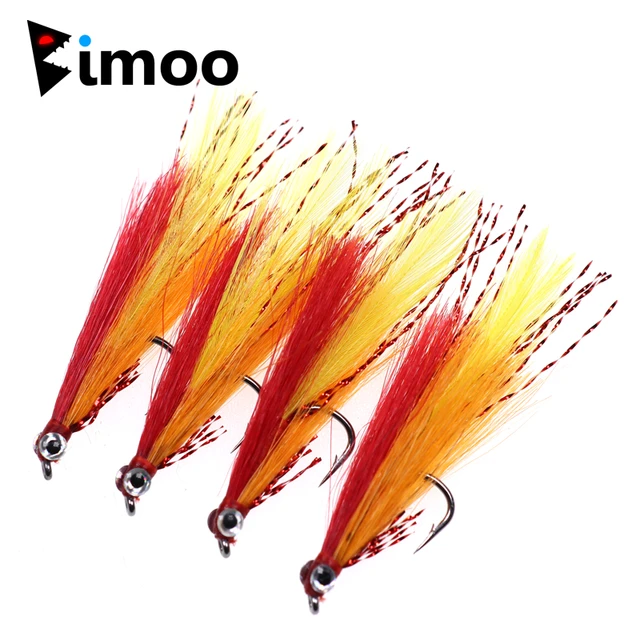 Vampfly 8PCS 6#& 4# White Orange Minnow Streamer Fly Tying On Barbed Hook  For Trout Salmon Fishing Lures Baits - AliExpress