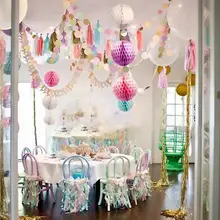 5Pcs Paper Honeycomb Balls Lantern Flower Pom Poms Hanging Flower Pompom Baby Shower Wedding Party Decoration can be mixed