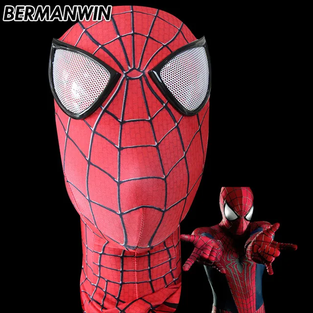 bermanwin high quality amazing spiderman face mask spandex lycra
