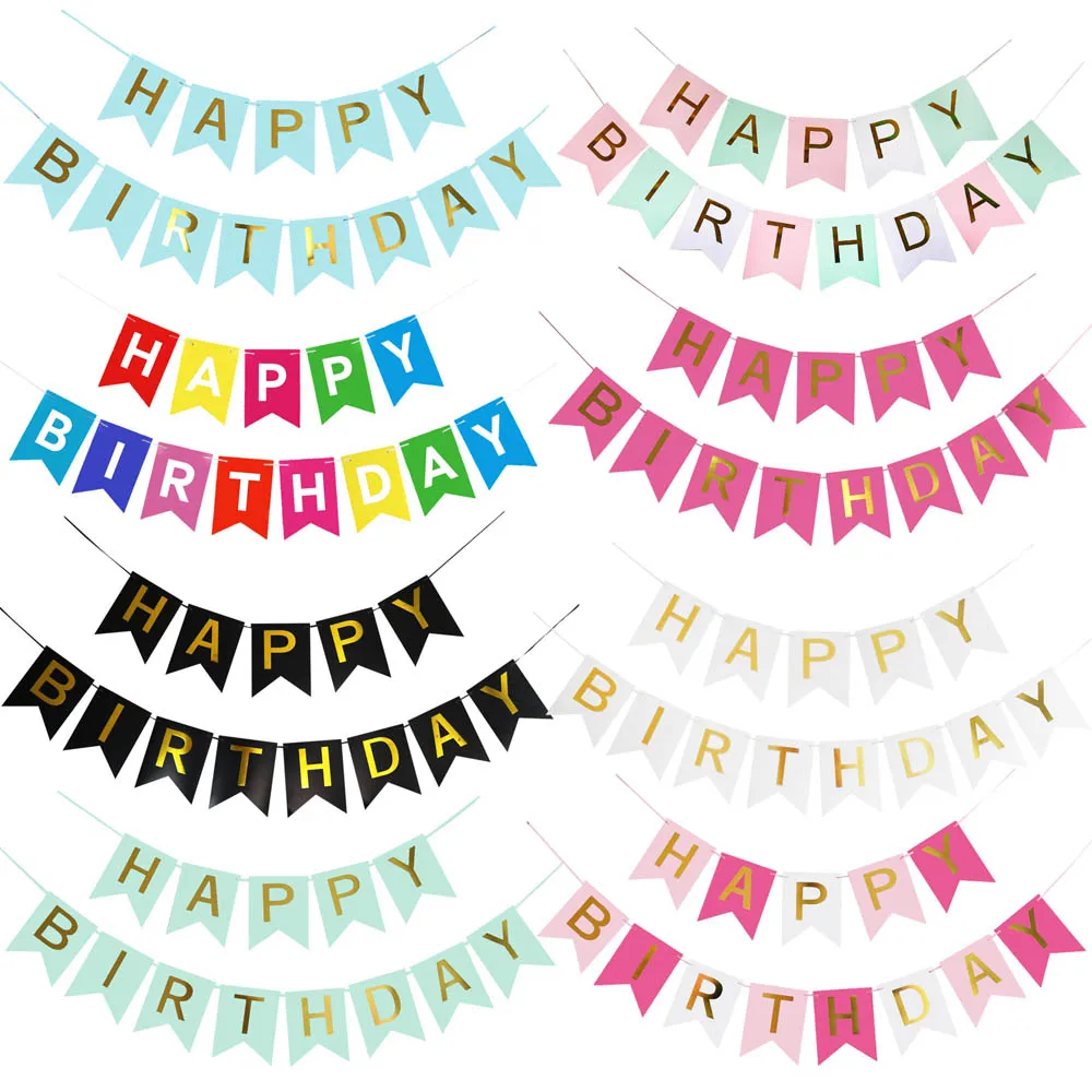 

Glazovin Birthday Banners 16x20CM Large Bronzing Swallowtail Fag Happy Birthday Party Supplies Paper Birthday Banners