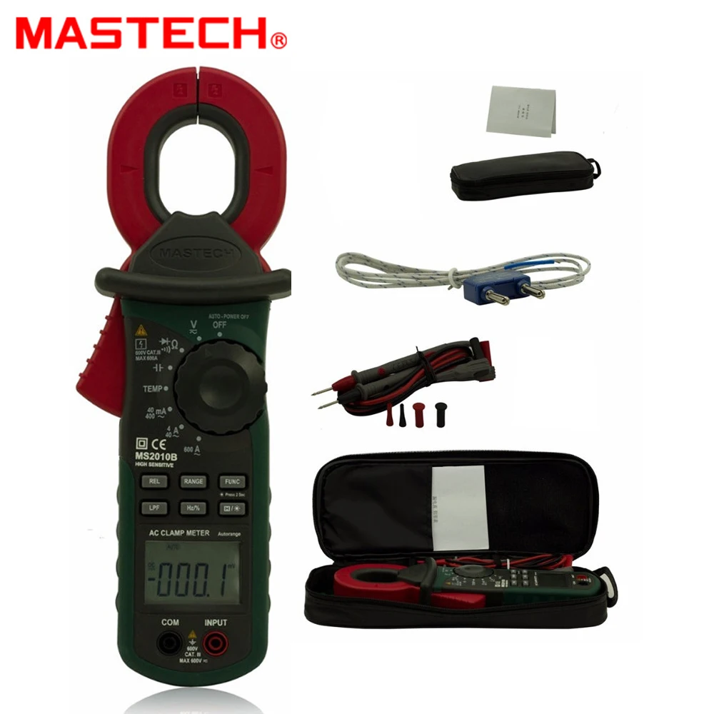 MASTECH MS2010B цифровой ЖК-Электрический Профессиональный Многофункциональный Высокая чувствительность ток утечки тестер клещи DMM