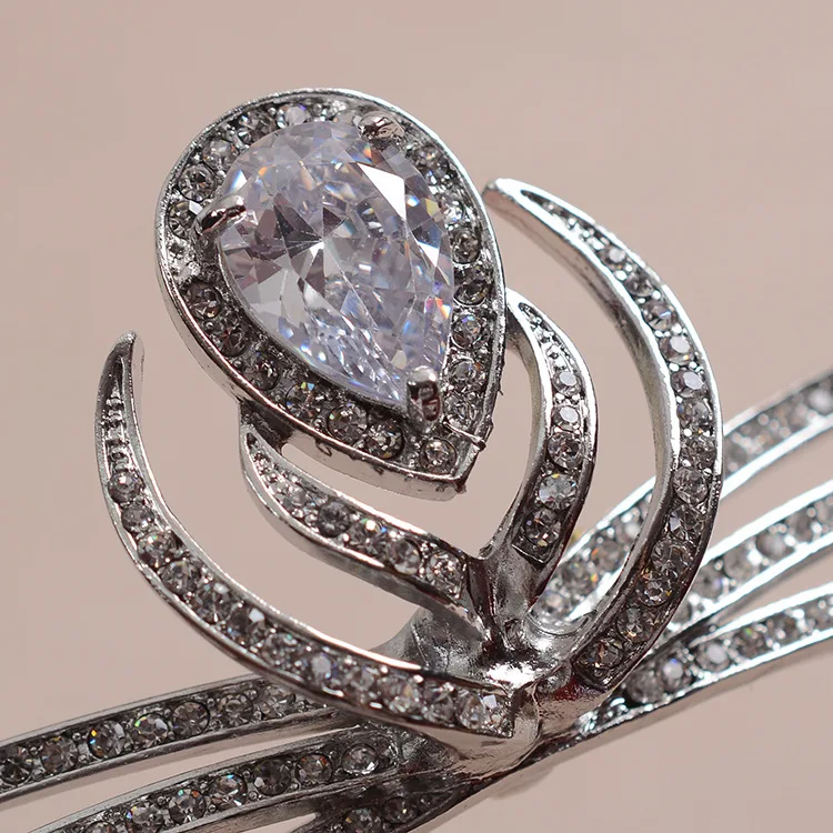 Top Qualidade Nupcial Do Casamento da Dama De Honra Flor Cubic Zirconia Meninas branco chapeado zircon coroa tiaraheadband Para Baile de Formatura (4)