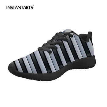 

INSTANTARTS Black White Piano Keyboard Pattern Running Shoes Women Men Outdoor Sports Shoes Breathable Air Mesh Sneakers Student