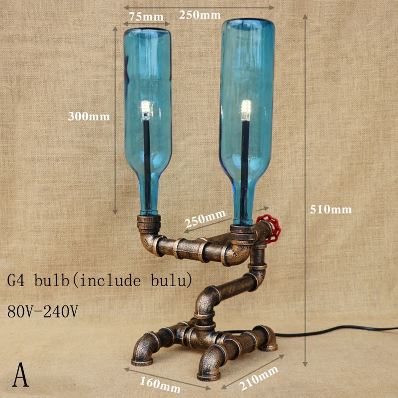 Гостиная стеклянный абажур бутылка Настольный светильник включают в себя G4 светильник лампы настольные лампы для спальни прикроватной 220V