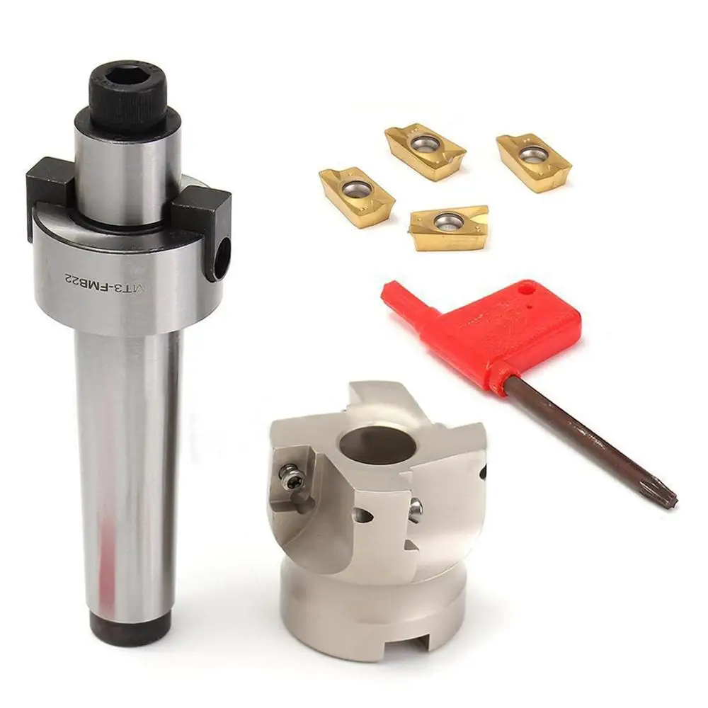 1pc Mayitr 50mm Face Milling Cutter MT3-FMB-Shank + 4pcs APMT1604 Inserts with Box For CNC Milling Tools