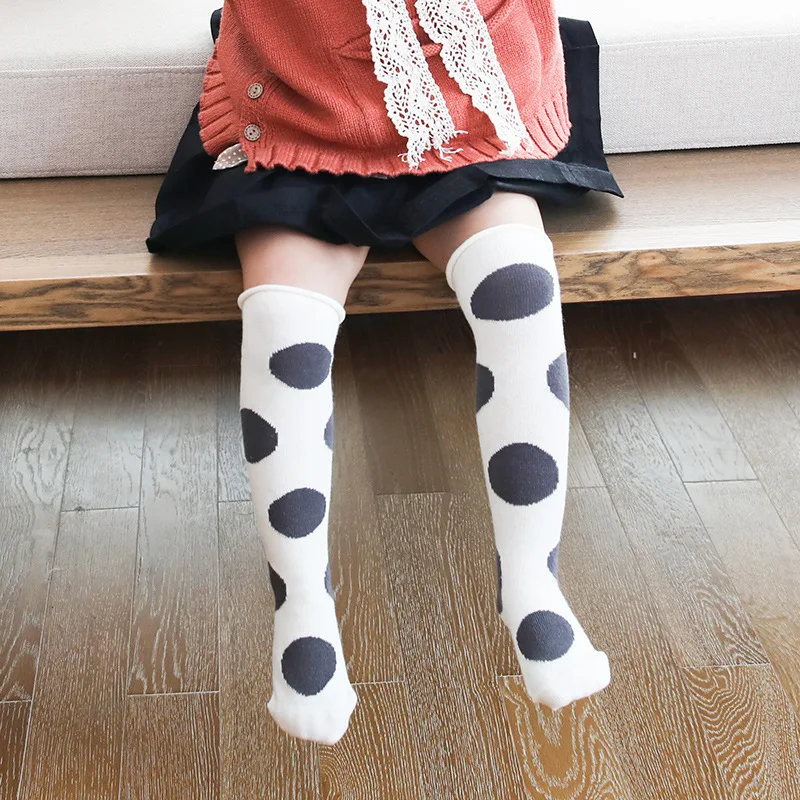 

25cm One Size Baby Girls Socks 1-6Y Dot Pattern Mesh Socks with Bow Over Knee High Long Socks Princess Infant Socks Lace Cotton