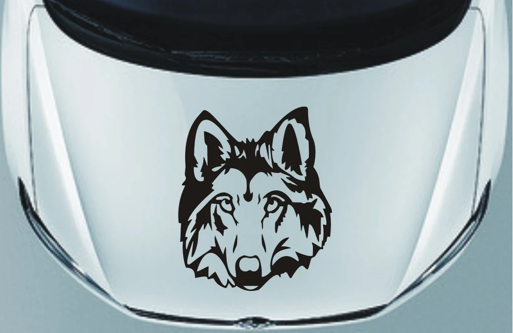 Car Animal Wolf Head Flames 21'' x 25''Hood decals Vinyl Motor stickers