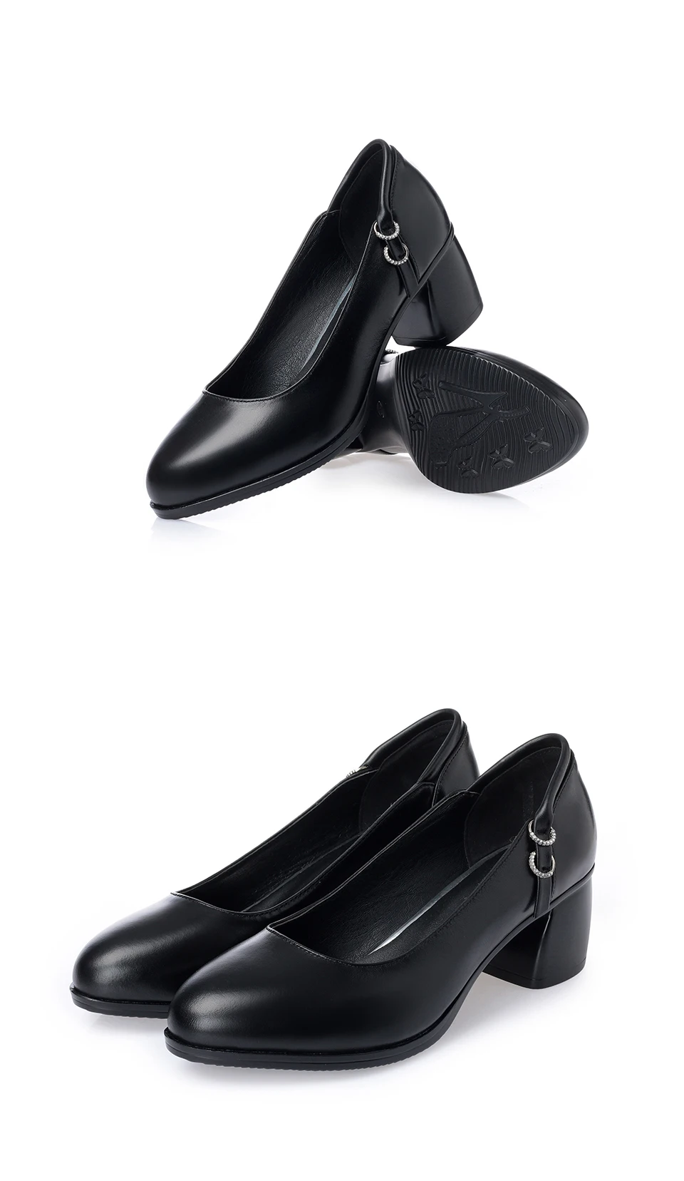 AIYUQI/Женская обувь из натуральной кожи больших размеров, новинка 2019 года, черные модельные туфли на невысоком каблуке, осенняя женская обувь