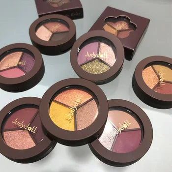 

3 colors Eyeshadow palette Silk soft Dazzle Earth color Pearl light Matte light Flash film Sequins Beginner