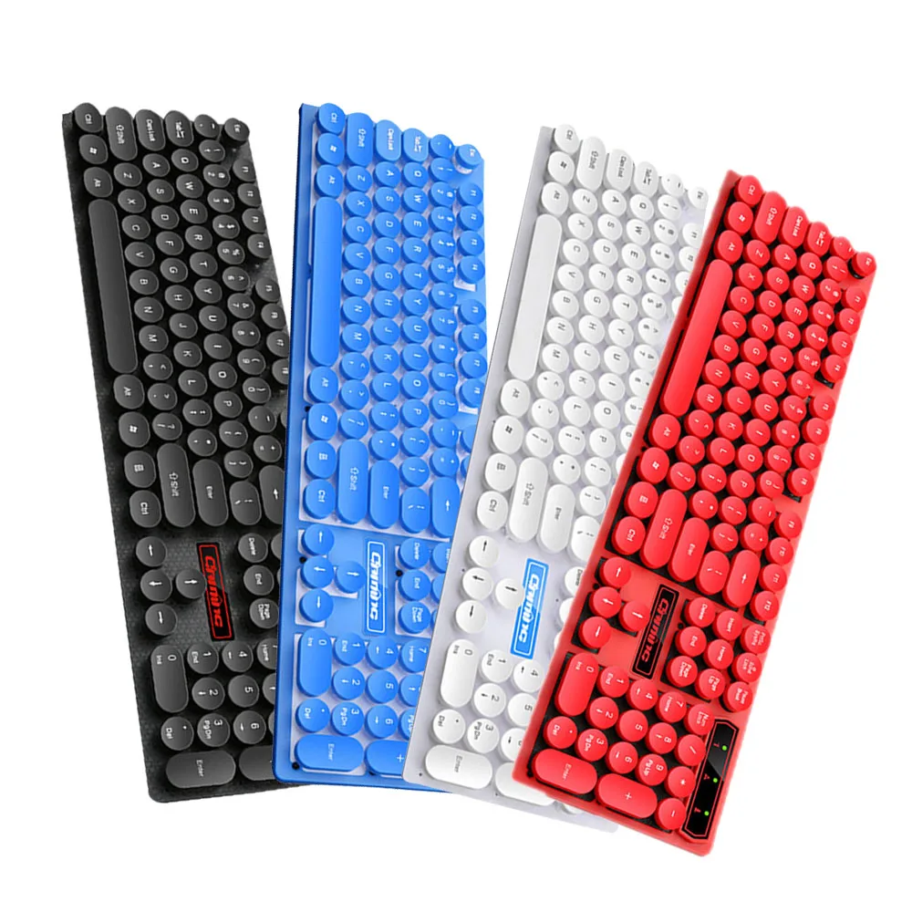

Retro round wired keyboard light key cap metal panel backlight USB game metal keyboard panel light border 45.5cmx13.5cmx4.5cm