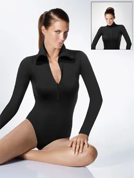 

Women's Sexy Deep V-neck Long-sleeved Siamese Body Corset Zipper Large Lapel Bodysuits
