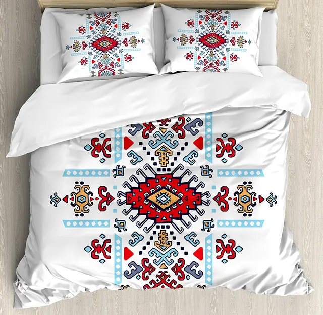 Geometric Duvet Cover Set, Mexican and African Ethnic Tribal Ornamental