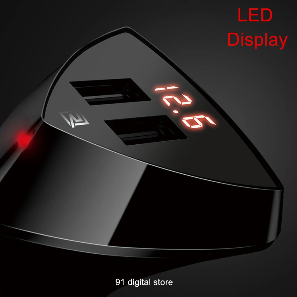ريماكس المزدوج USB شاحن سيارة مع LED عرض العالمي الهاتف سيارة-شاحن لهواوي زميله 20 p20 p30 برو p الذكية p20 الشرف 9 لايت