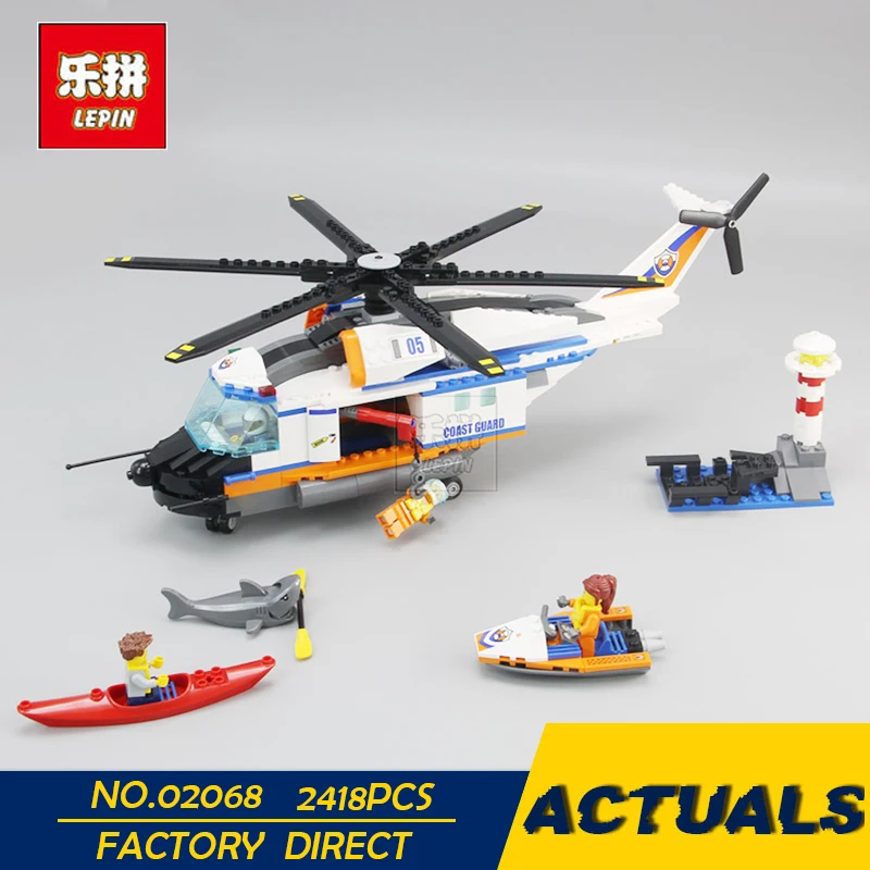 

LEPIN 02068 448pcs City series Heavy Rescue Helicopter Building Blocks Compatible 60166 Brick Toy gift boy plane model