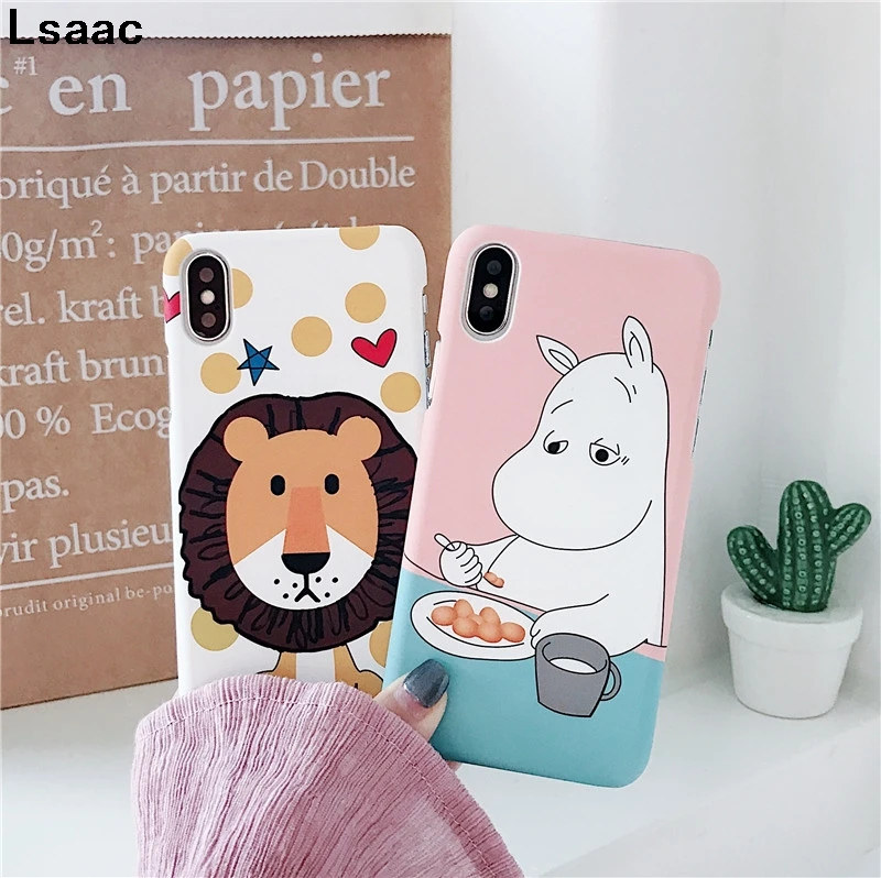 Чехол с милым животным львом и белым медведем для iphone 7 8 plus X XS MAX XR мультяшный