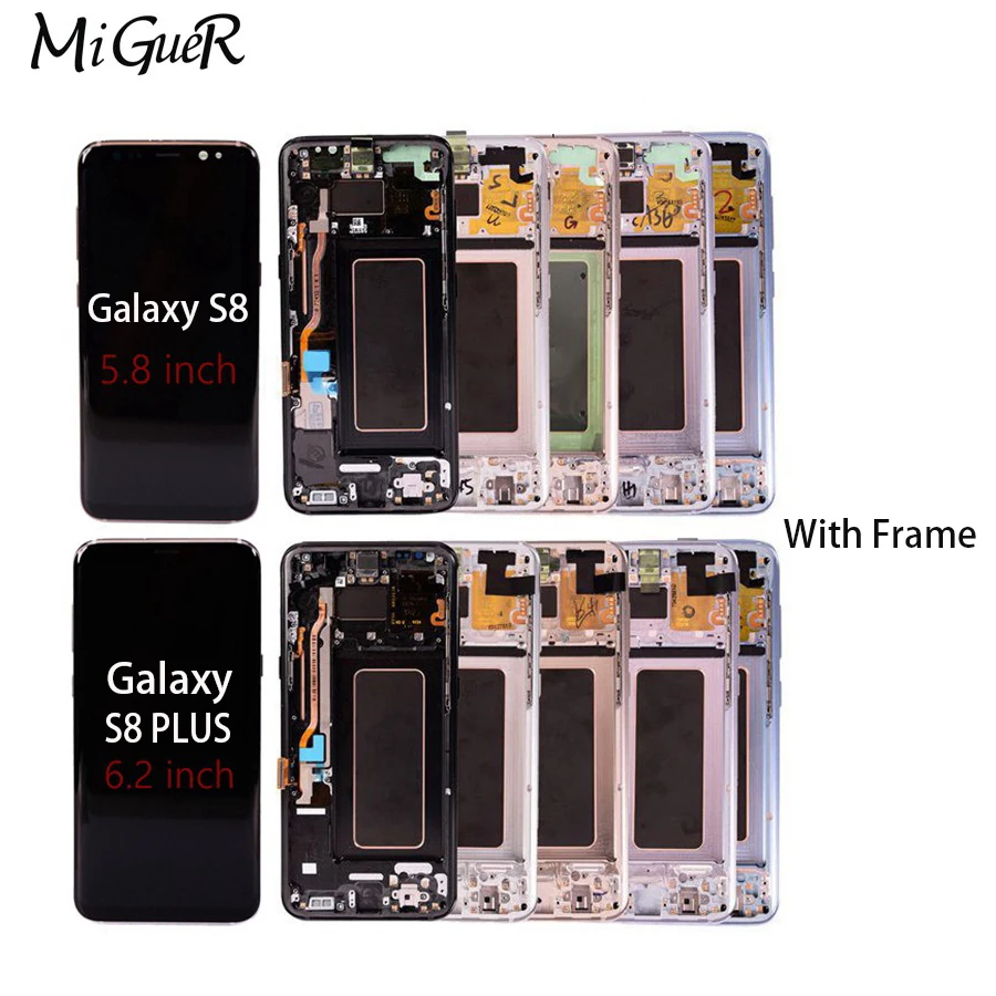 

Samsung S8 LCD Display Touch Screen Digitizer Assembly For Samsung Galaxy S8/S8 Plus LCD Display With Frame G955/G950 Replacemen