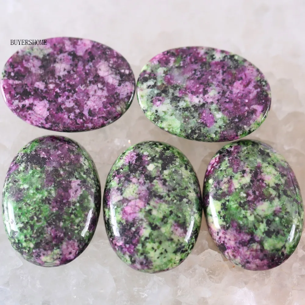 

For Jewelry Making Necklace Pendant Bracelet Earrings 18x25MM Oval Natural Stone Bead Green Red Zoisite CAB Cabochon 5Pcs K551