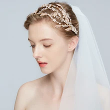 Роскошные цвета: золотистый, серебристый листьев свадебный венец и Тиара с украшением в виде кристаллов ободки свадебные аксессуары для волос лентой головной убор ювелирные изделия