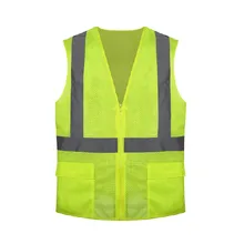 Мужской безопасный рабочий Флюоресцентный и оранжевый отражающий HI-VIZ сетчатый защитный жилет