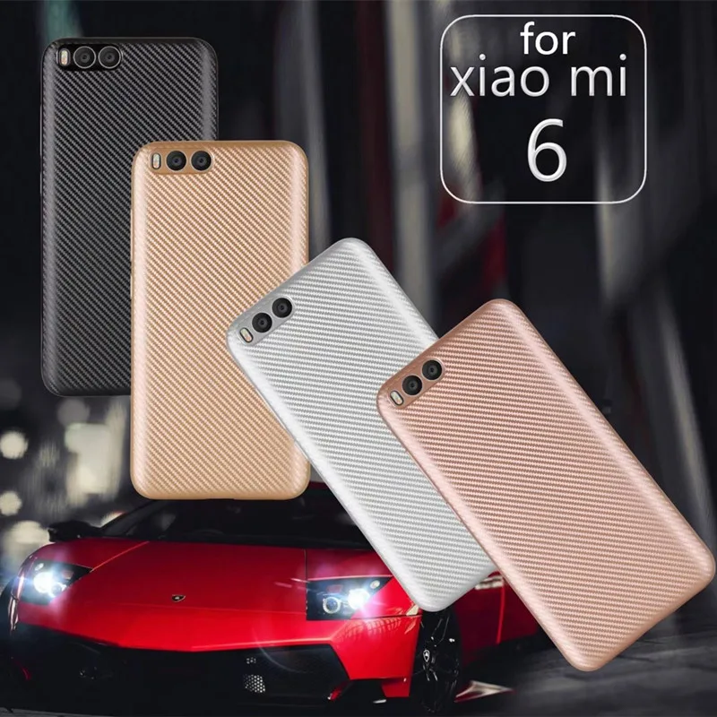 cheap Cover For Xiaomi 6 Case Carbon Fibre Brushed TPU Soft Smart Phone Cases Phone Bag for xiaomi 6 shell