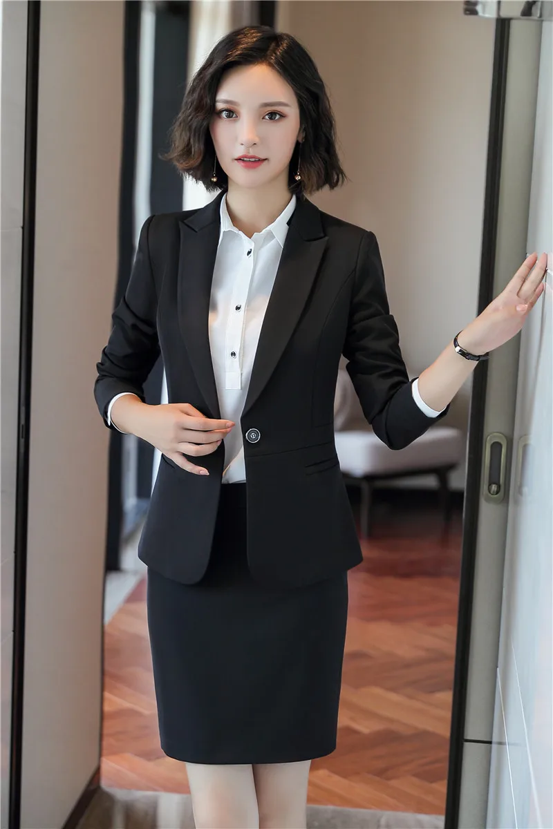 Female Work Business Womens Skirt Suits Set For Women Blazer Office ...