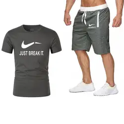 Летние мужские комплекты футболка homme рубашки + шорты комплект из двух предметов повседневный спортивный костюм мужской 2019 Повседневная