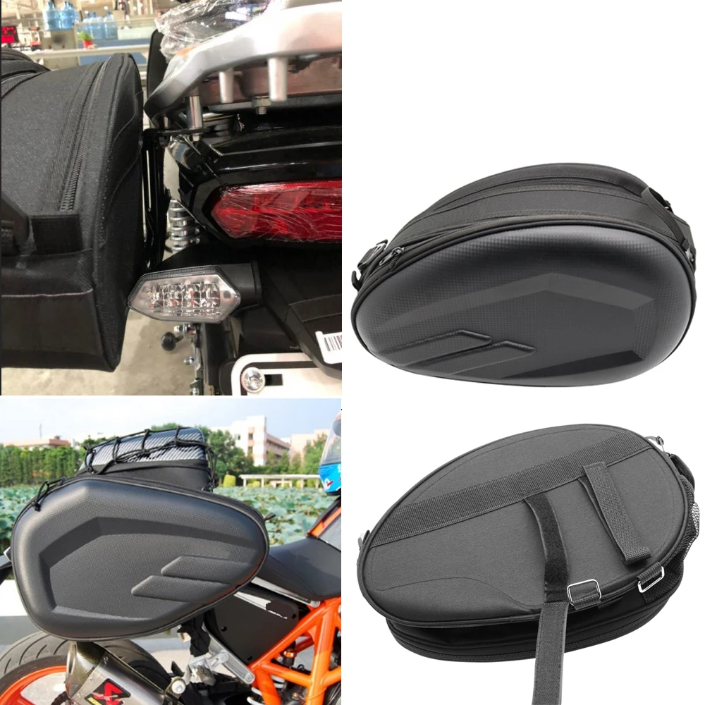 

Waterproof Motorcycle Saddle bags Moto Riding Helmet Bag Side Bag Tail Luggage Suitcase with plastic