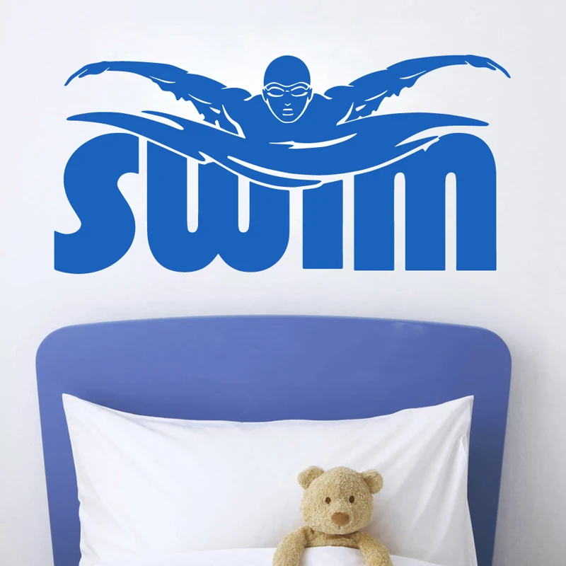 Swim People Vinyl Waterproof Wall Stickers for Swimming Room Art Decor
