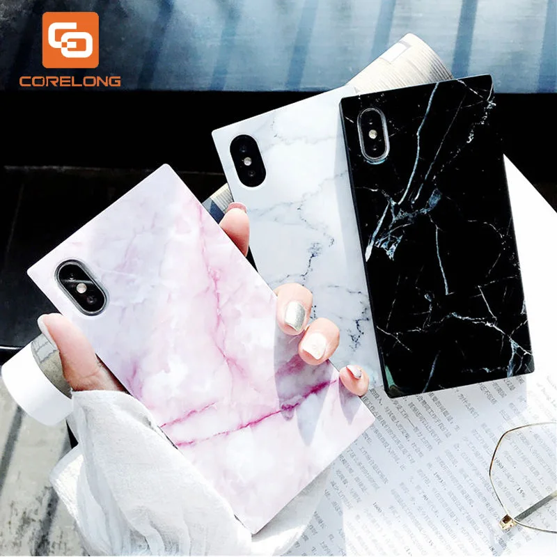 

Marble Texture Case For iPhone 11 Pro Max Luxury Granite Stone Soft IMD Square Design Fundas For iPhone XS Max XR 7 8 Plus X