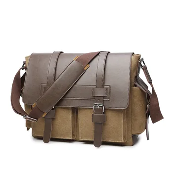 

High-grade men official computer messenger bag military canvas crossbody shoulder bag