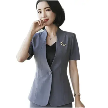 

Summer new business blazer women fashion formal short sleeve jacket office ladies coat work wear slim women blazer outerwear