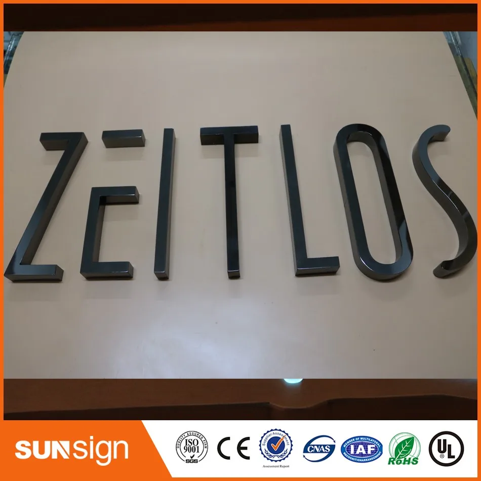 Пользовательские хромированные металлические буквы Вход Реклама 3D зеркальной нержавеющей стали знак буквы