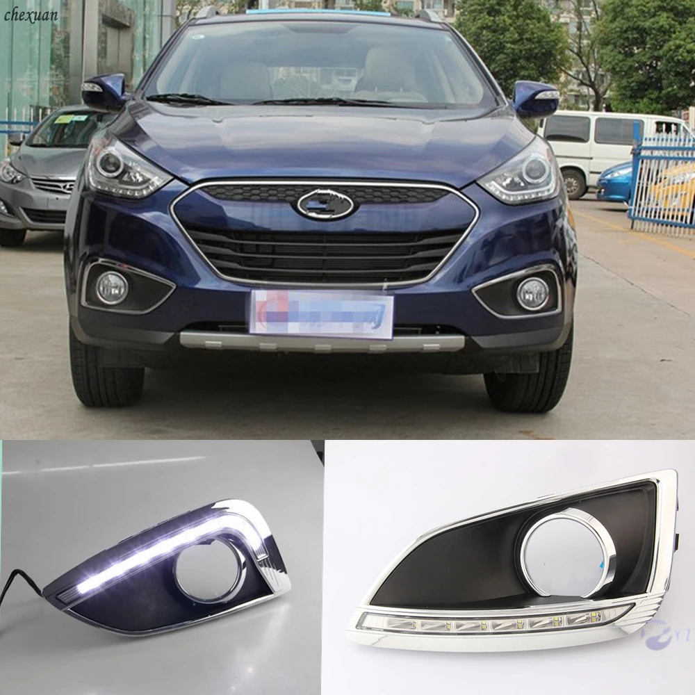 

CSCSNL 1 set DRL Daytime Running Lights Daylight Super Bright Fog Lamp Cover car LED For Hyundai IX35 2009 2010 2011 2012 2013
