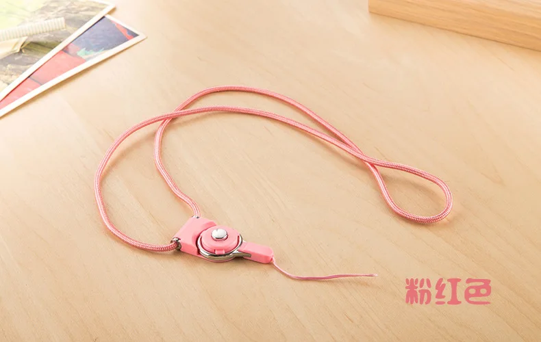 Модный мобильный ремень для телефона поворачивающаяся Пряжка раздвоенный шнурок с длинной шеей висящий съемный ремешок для работы с картами веревка для подвешивания - Цвет: Розовый